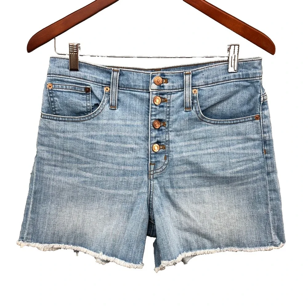 J Crew Jeans High Rise Shorts Womens 28 6 Cut Off Button Fly Blue Denim Festival